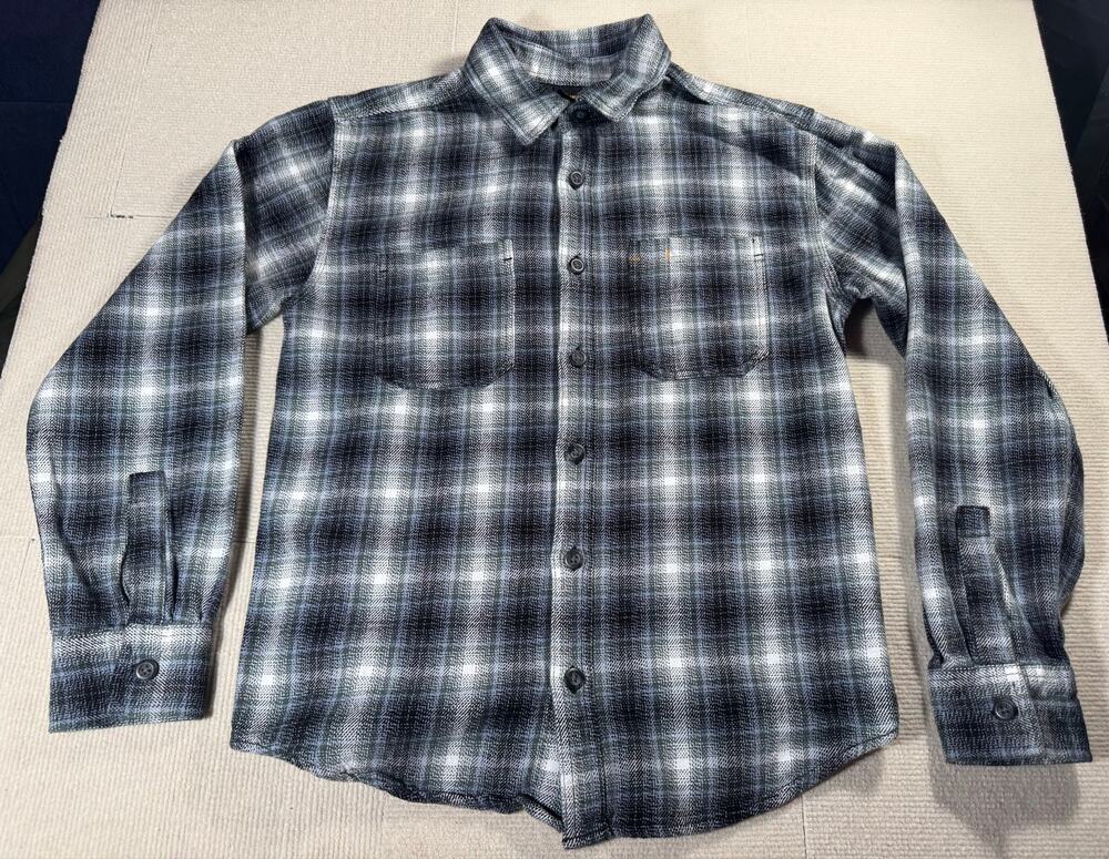 Brahma Men's Small Button Up Shirt Heavyweight Flannel Plaid 100% Cotton